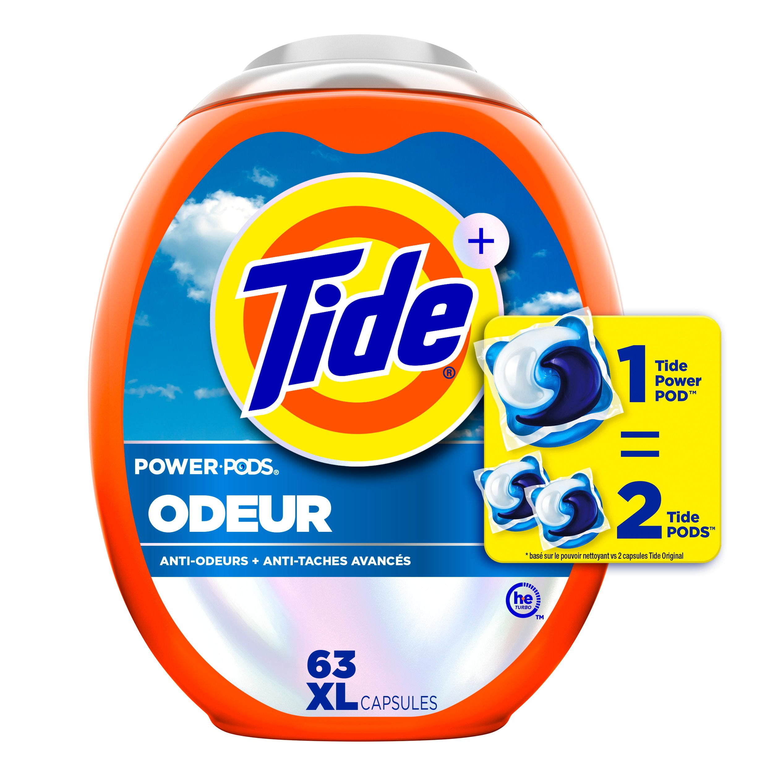 Capsules de détergent à lessive Tide Odeur + Oxi, parfum Original, agent détachant avancé contre les odeurs