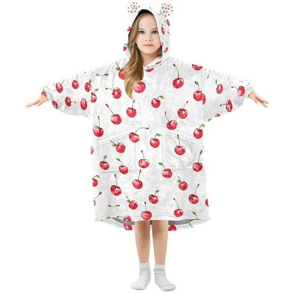 joogoo Wearable Blanket Hoodie for Cherry Fruit Oversized Sherpa Hooded 3-14 YR M