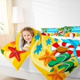 thumbnail image 3 of Castle Fairy Flat Cartoon Summer Beach Art Twin Comforter Sets 2pcs,Palm Pineapple Holiday Layout Bedding Set,Yellow Blue,Reversible,1 Comforter and 1 Pillowcase, 3 of 6