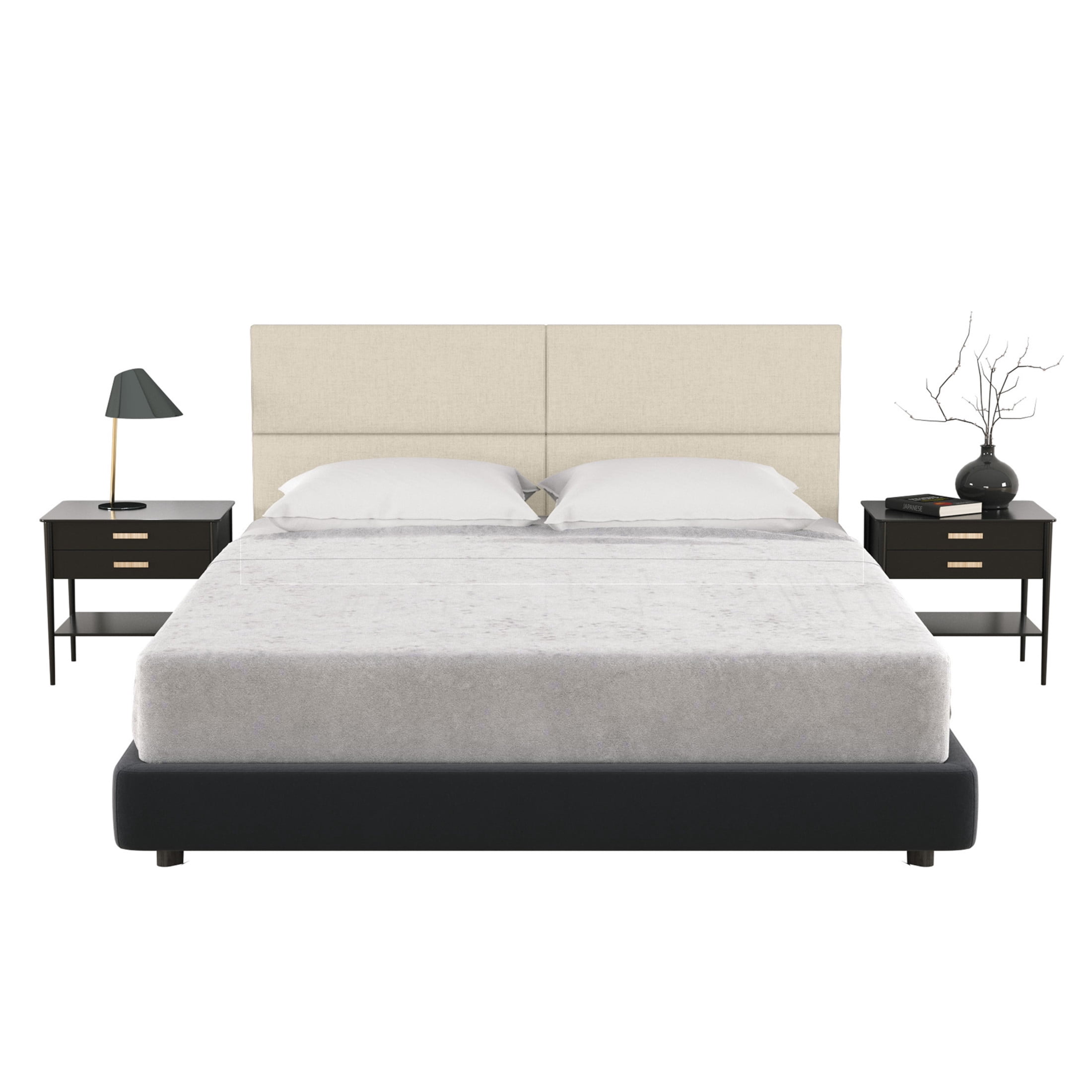 Jaxx Panelist Modern Padded Headboard – Set of 4 Wall Mounted Panels - Queen, Dune Beige Microvelvet