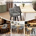 thumbnail image 3 of MultiHaven 26.2-Inch Bar Stools Set of 4,Swivel Counter Height Bar Stool with Plaid Back & Armrests,Solid Wood Legs FabricKitchen Chairs for Bar,Cafe - Mid Grey, 3 of 9