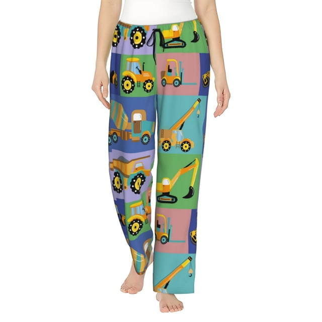 Fotbe Construction Machinery Pantalones de Pijama para Mujer, Pantalones de Dormir, Pantalones Pj con Cordón y Bolsillos-XX-Large