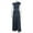 black, variant on Women's Diagonal Collar Sleeveless Pleated Crop Tops & Long Skirt, Solid Color, 2pcs Set