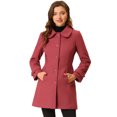 thumbnail image 1 of Abrigo De Invierno Con Botón Delantero Y Cuello Peter Pan Para Mujer Rojo Apagado S, 1 of 6