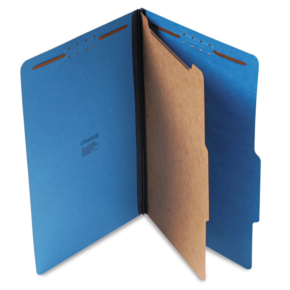 Universal Bright Colored Pressboard Classification Folders, 1 Divider
