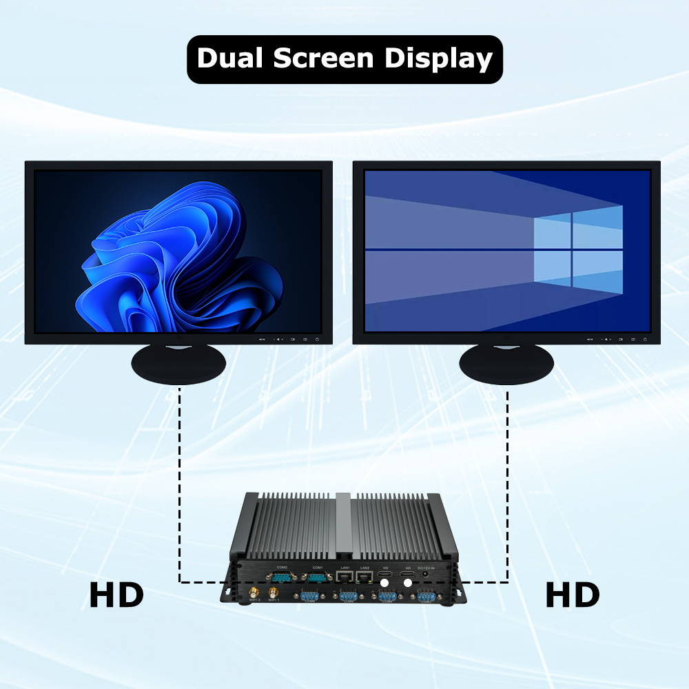 IDEARACE Mini PC, i5 CPU Office Computer, 8GB RAM, 128GB SSD, HD Graphics 4400, 6xCOM RS232, 4xUSB 3.0, 2xNICs, 2xHD, Metal Case,Windows 11 Pro