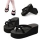 thumbnail image 2 of unbranded Sandalias Negras De Cuña Para Mujer Con Ajuste Cómodo Para Uso Interior Y Exterior, 2 of 8