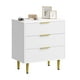 thumbnail image 1 of QinaQin Cómoda moderna de 3 cajones con frente acanalado, mueble de madera con detalles metálicos para recámara, sala o recibidor, 1 of 7