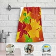 thumbnail image 4 of Cartoon Maple Foliage Hand Towels 2 PCS, Glittering Fall Leaves Kitchen Towel Ultra Soft and Highly Absorbent,Decorative Fingertip Face Towel for Bathroom Hotel, 28.3"x14.4", 4 of 5