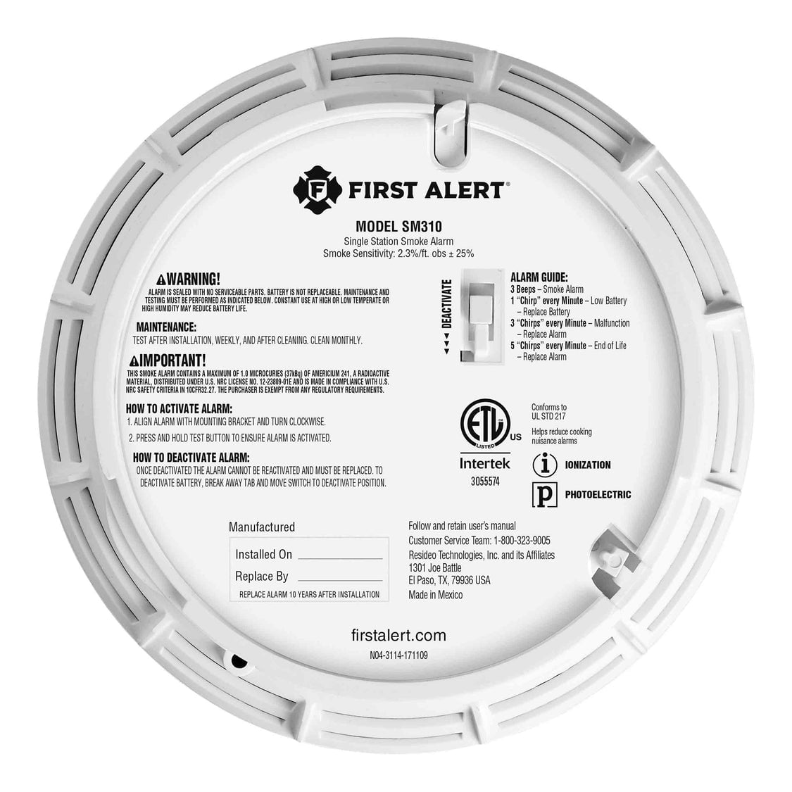 First Alert Dual Sensor Smoke Alarm with 10-Year Sealed Battery, 1 pk