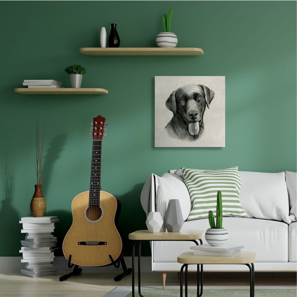 Stupell Industries Vintage Sepia Tone Black Labrador Dog Portrait Designed by Grace Popp