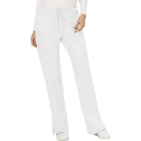 

Workwear Revolution Women Medical Scrubs Pant Mid Rise Moderate Flare Drawstring WW120T XS Tall White