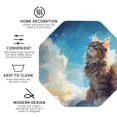 thumbnail image 3 of Honeii Blue Sky Winged Cat print Leather Coaster Set of 4, ideal for safeguarding your furniture from drinks spills and effortless cleanup-Octagon, 3 of 6