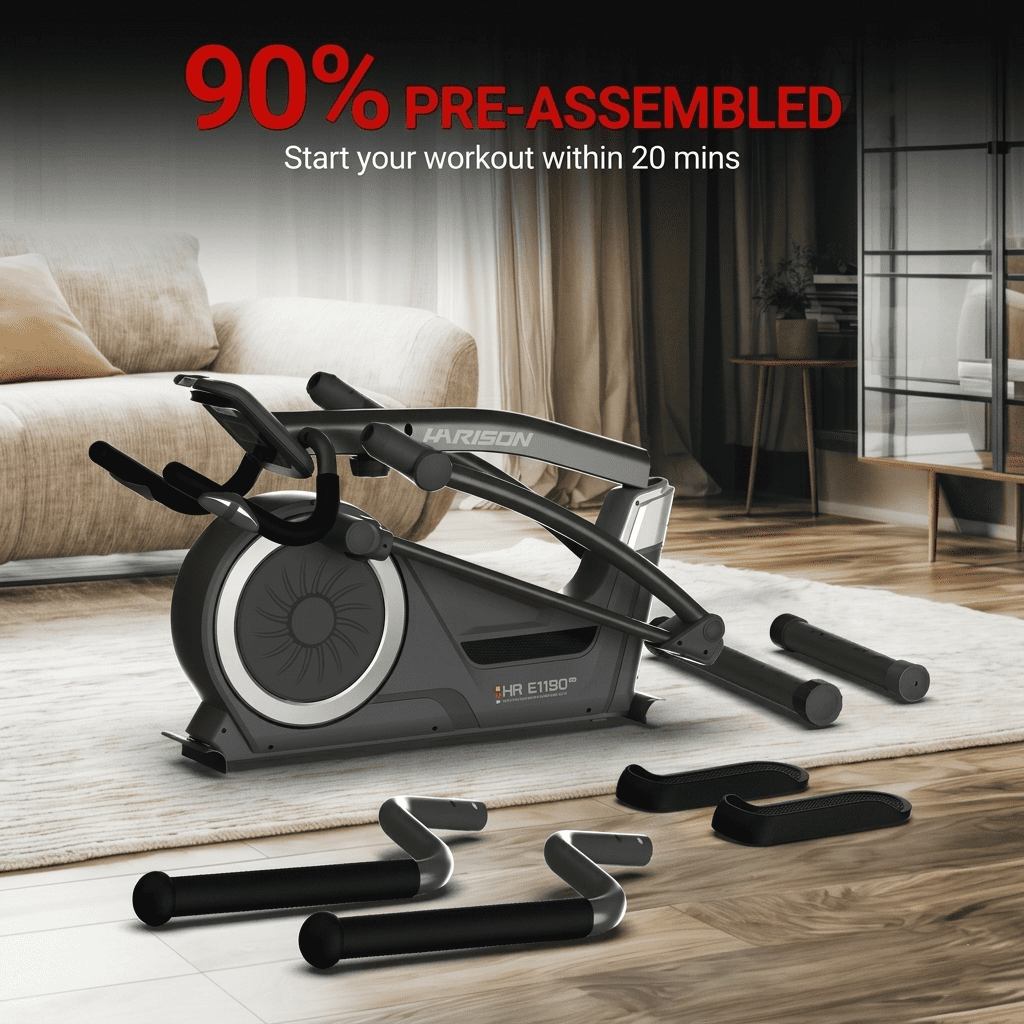 HARISON Light-Commercial Elliptical Machine for Home Use with Resistance, 350lb Capacity Front Drive Elliptical Trainer with 16-Level Magnetic Resistance and HARISON App