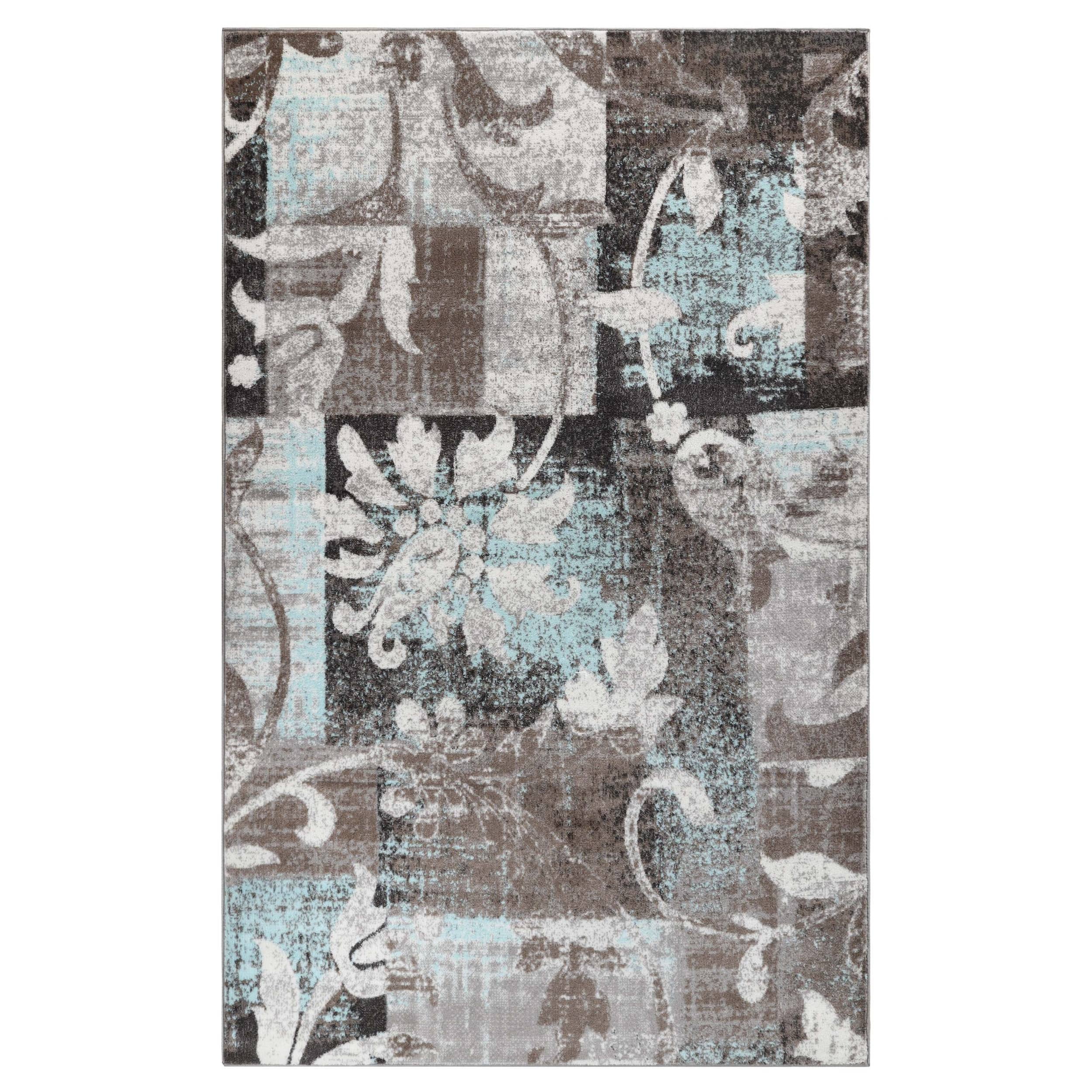 Superior Pastiche Floral Indoor Area Rug, 3' x 5', Brown-Turquoise