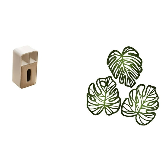 Caja De Pañuelos Rectangular Multiusos Con Cubierta Y Hojas De Palma Para Decoración De Pared De Madera, Adorno Creativo De Madera Para Oficina, Baño, TV, Fondo, Arte De La Jungla.