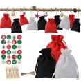 thumbnail image 2 of Christmas Pattern Candy Bag 1-24 Advent Calendar Bundle Cotton Linen Gift Bag, 2 of 5