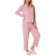 thumbnail image 4 of Pijamas de mujer INSPIRE CHIC, conjunto de ropa de dormir de modal con botones, mangas largas y pantalones, talla XS, color rosa, 4 of 4