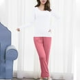 thumbnail image 6 of XuJwPNcy Pajamas Sets for Women Scoop Neck Long Sleeve Top with Bra Long Pants 2 Piece Pjs Outfits Nightwear, 6 of 6