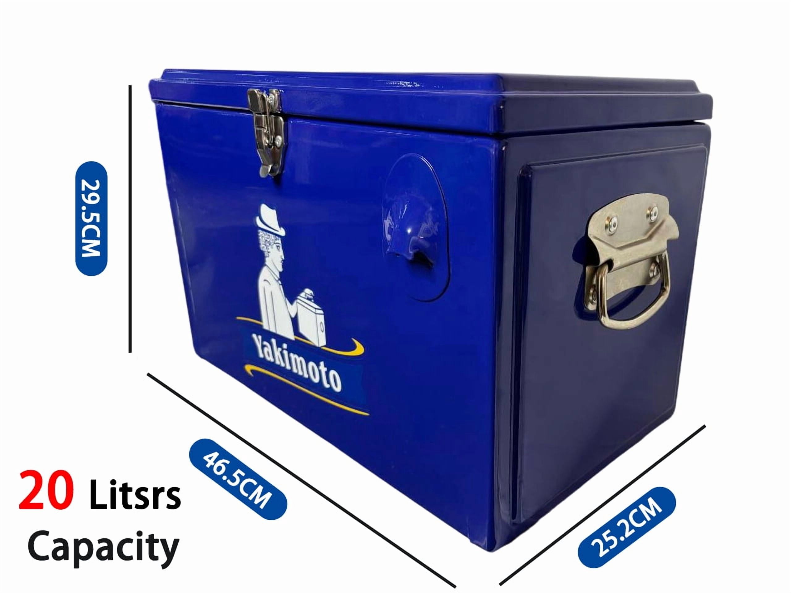 Yakimoto 20L Insulated Cooler Box With 4-Days Ice Retention, Portable Ice Chest -Reflex Blue, 35 Can Capacity, Lockable Metal Latches & Ergo Handle For Camping, Beach, Tailgating, Fishing