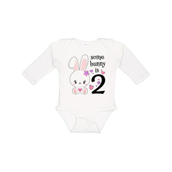 Inktastic Somebunny is Two-second Birthday Bunny Boys or Girls Long Sleeve Baby Bodysuit