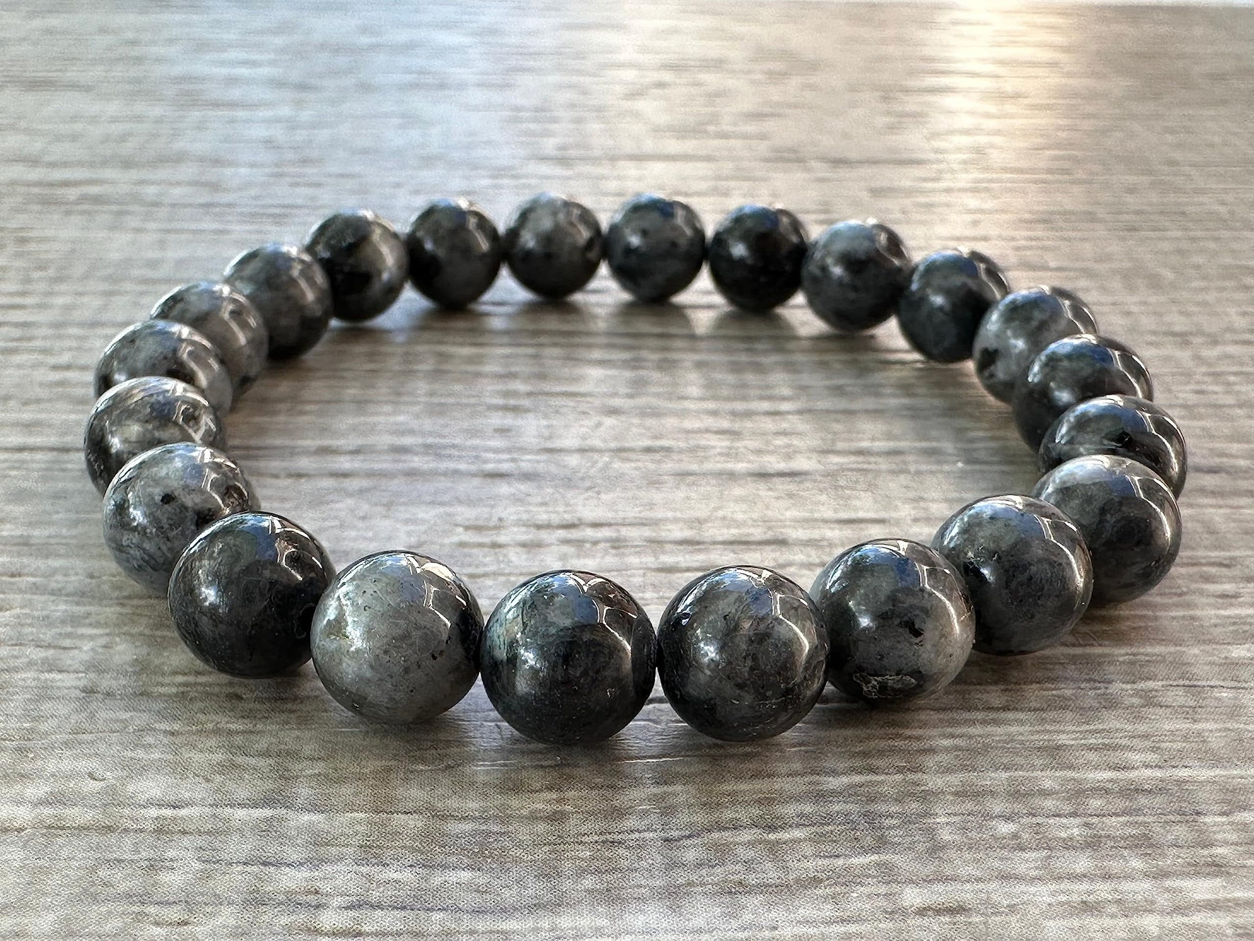 Black Labradorite Crystal Bead Bracelet 8mm, Wholesale Genuine Black Labradorite Stretch Gemstone Bracelet, Gift for Men & Women (10)