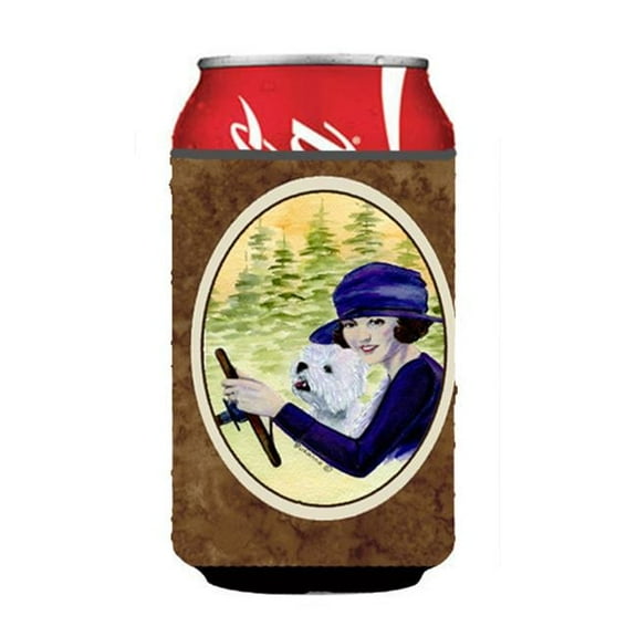 Woman Driving With Her Westie Can Or bottle sleeve Hugger - 12 oz.