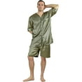 thumbnail image 2 of Up2date Fashion's Men's Pajama Set / Pajamas / Pyjamas / PJs, Satin, Tie Print, Short-Sleeve V-Neck with Shorts, 2 of 3