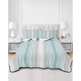 thumbnail image 3 of Aqua Gray Stripes Summer Quilt Set Twin Size,Soft Microfiber Quilted Bedding Set with 2 Pillow Shams,Minimalist Gradient Lines Aesthetic Lightweight All Season Bedspread Coverlet for Bedroom 68"x86", 3 of 6