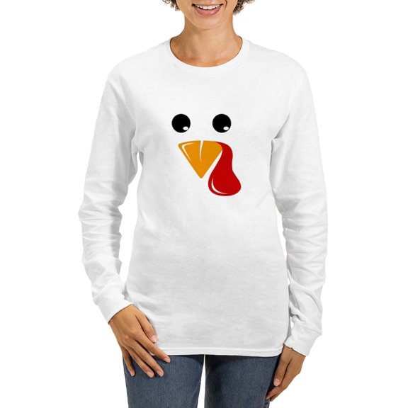 CafePress - Family Thanksgiving Day Turkey Face Women's Long Sleeve T Shirt - Women's Long Sleeve Graphic Casual T-Shirt