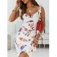 thumbnail image 6 of Sexy Dresses for Women Date Night - V-Neck Sleeveless Ruffle Floral Printed Sundress Casual Bodycon Dress, 6 of 9