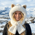 thumbnail image 3 of Tumao Scarf Hat with Fox Ears, Hooded Warm Scarf Fluffy Soft Bear Warmer Neck, Winter Cozy Gifts, 3 of 6