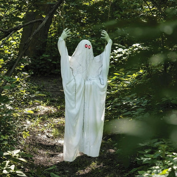 5 Ft. 1/4" Light-Up Life-Size Ghost on a Swing Halloween Decoration