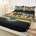 thumbnail image 3 of Manfei Vintage Movie Bed Sheets for Kid, Theater Film King Sheets, Black Blue Stripes Sheet Set, Lightweight Room Decor, 4 Pieces, 3 of 7