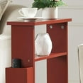 thumbnail image 3 of Kings Brand Furniture Narrow Side Table with Storage Shelf, Slim End Table with Magazine & Remote Holder, Small Space Bedside Table for Living Room or Bedroom, Red, 3 of 5