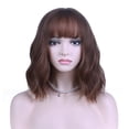 thumbnail image 2 of BERON Chocolate Brown Wig Short Curly Wavy Bob Wig With Bangs for Women Natural Looking Synthetic Heat Resistant Fiber Wig for Daily Party Use, 2 of 5