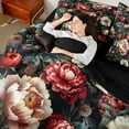 thumbnail image 4 of Homewish Teenagers Adults Retro Chic Floral Peony Twin Bedding Sets 7-Piece,Vintage Aesthetic Bedding Comforter Set Microfiber,Luxury Exotic Style Breathable Sheet Sets,Breathable Home Decor, 4 of 8