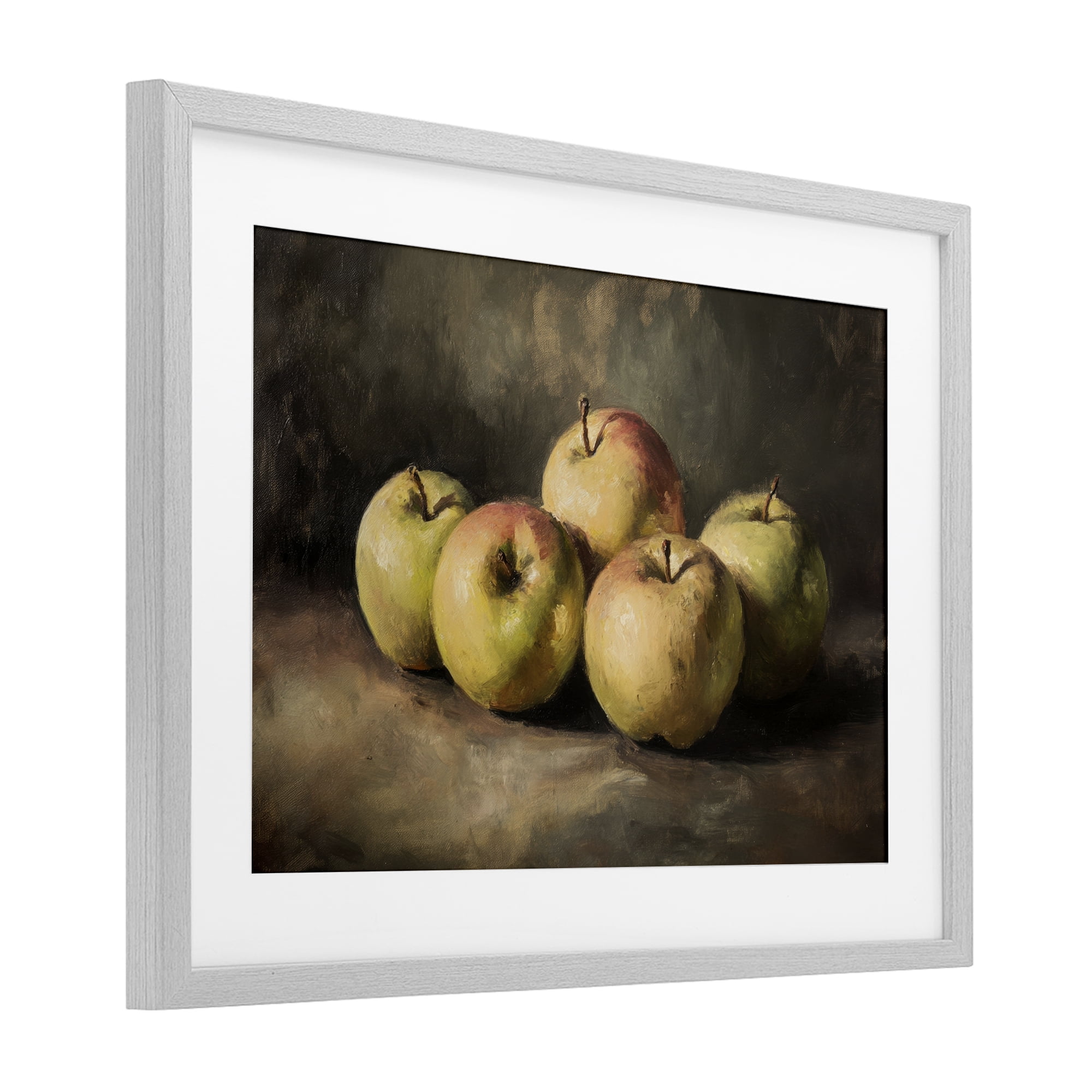 Stupell Industries Apples in Soft Shadow Gray Framed Print Under Glass, design by Petal Prints Design
