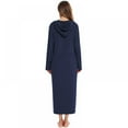 thumbnail image 4 of Women Long House Coat Zipper Front Robes Full Length Nightgowns with Pockets Hooded Loungewear, 4 of 7