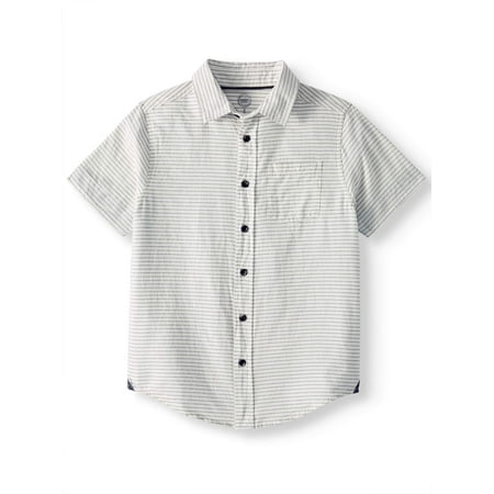 Wonder Nation Short Sleeve Stripe Button-Up Shirt (Little Boys, Big Boys, & Husky)