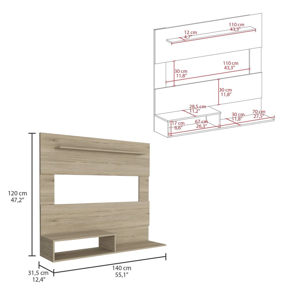 Cfowner Modern Freestanding Wall Mounted Entertainment Center Floating TV Wall Panel for 55 inch TVs