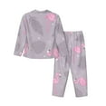thumbnail image 2 of Junzan Pink Flamingo Print Womens Pajama Sets,Long Sleeve Button Down For Women Pjs 2 Piece, 2 of 9