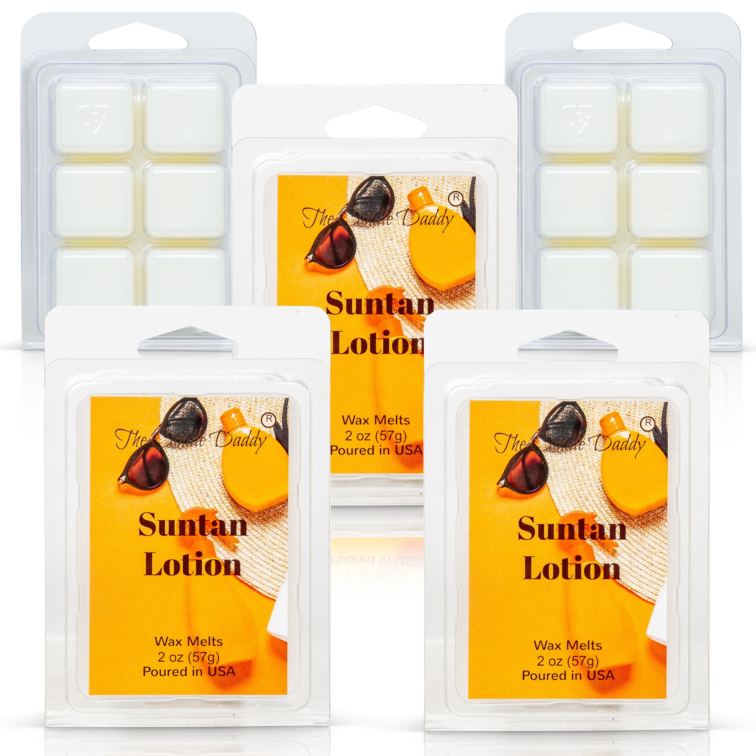 5 Pack - Suntan Lotion - Tropical Sun Tan Lotion Scented Melt- Maximum  Scent Wax Cubes/Melts - 2 Ounces x 5 Packs = 10 Ounces