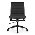 thumbnail image 6 of 2xhome All Black Mid Century Contemporary Executive Office Chair Mid back PU Leather Rest Arms Tilt Adjustable Height With Wheels Back Support Task Chrome Armless Ergonomic, Set of 1, 1 piece, 6 of 11