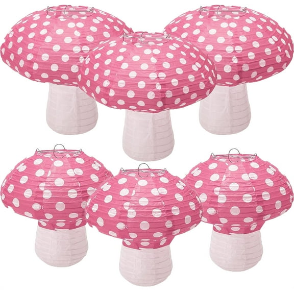 Outdoor Paper Lanterns,Happon 6Pcs 3D Mushroom Shaped Hanging Paper Lantern Foldable Ornament Paper Lanterns Decorations for Baby Shower Birthday Party Wedding Garden Decor