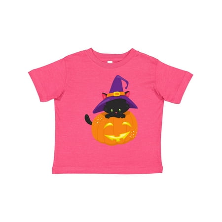 

Inktastic Halloween Cat Black Cat Witch Hat Pumpkin Gift Toddler Boy or Toddler Girl T-Shirt