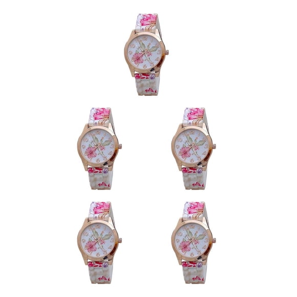 Qarigey Fashion Wrist Watch Wear-resistant Printing Watches Buckle Causal Needle Pointer with Wristwatch Lightweight Clock Type2