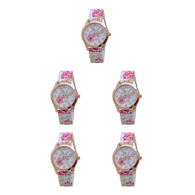 Qarigey Fashion Wrist Watch Wear-resistant Printing Watches Buckle Causal Needle Pointer with Wristwatch Lightweight Clock Type2