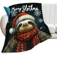 thumbnail image 4 of Christmas Sloth Blanket Soft Cozy Cute Sloth Plush Throw Blanket Warm Sloth Flannel Fleece Bedding Stuff Animal Decor Blanket Gifts for Sloth Lover Girls Boys Kids Adults Women Bed Travel 50"x60", 4 of 6