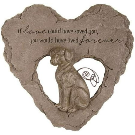 Devoted Angel Dog Resin Heart Garden Memorial Stepping Stone, 10 Inch, Material - Resin / Wire By